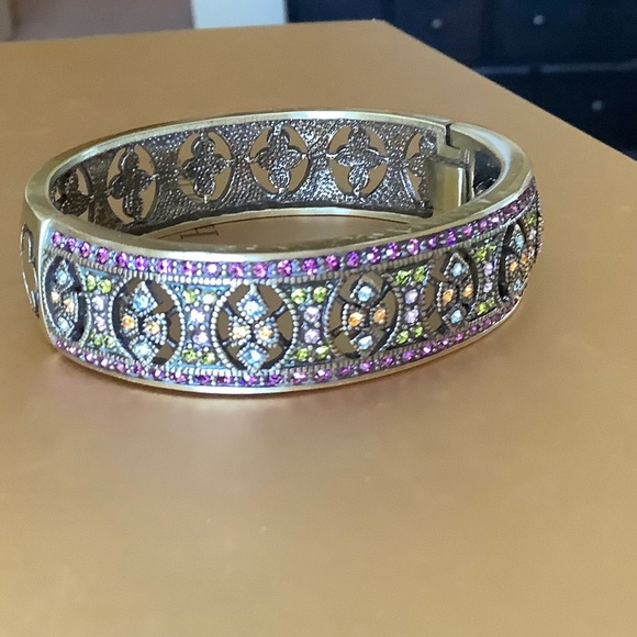 Heidi Daus Mosaic Masterpiece Crystal Bangle Bracelet SZ S/M - Picture 1 of 10